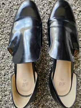 H&M Black Patent Slip-On Loafers